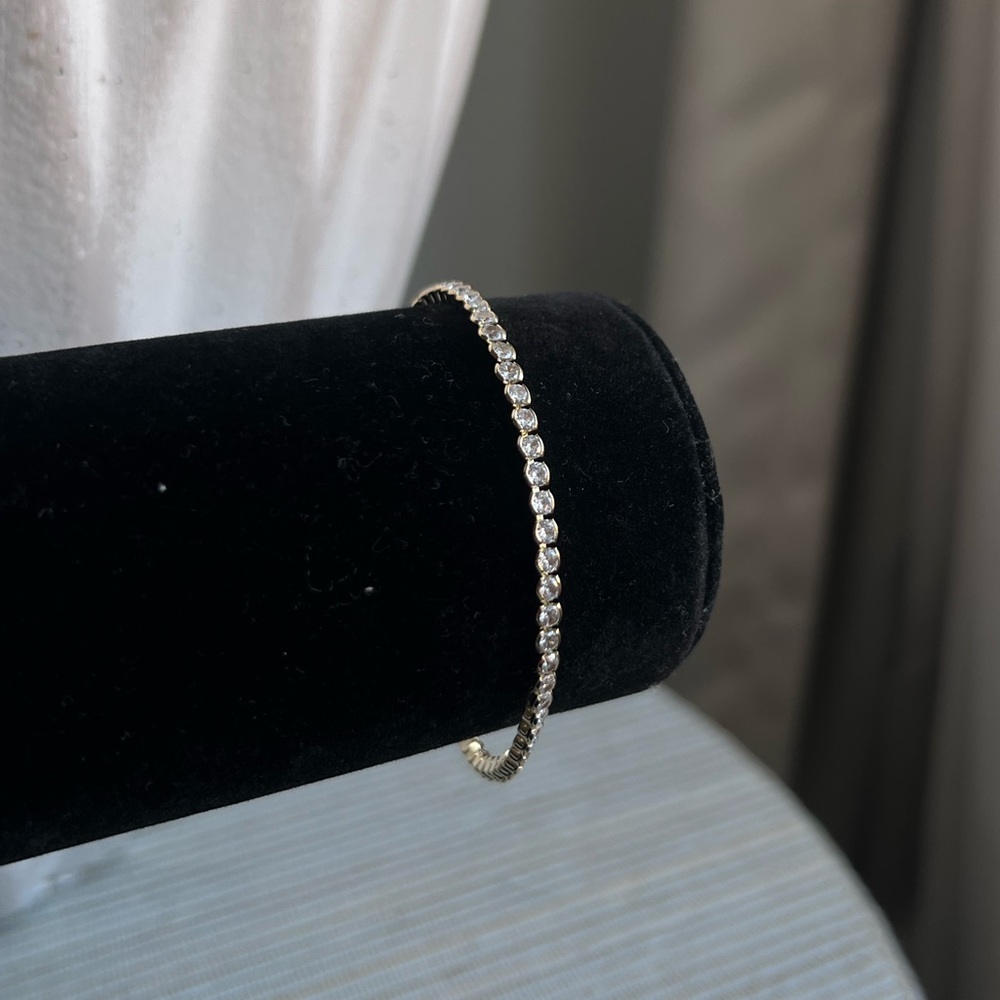 Gold with Silver stone bezel tennis Bracelet